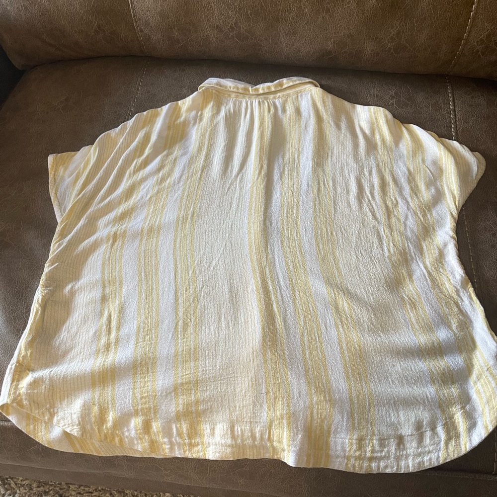 Free People Yellow and White Striped Top